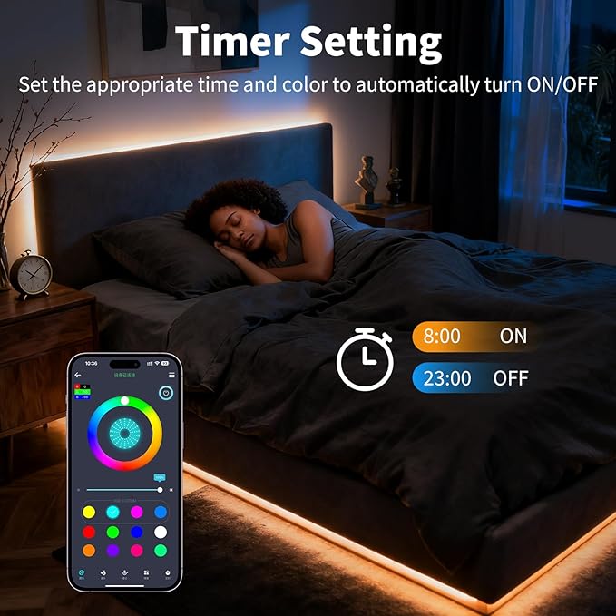LED Strip Lights,RGB Music Sync Color Changing Led Lights with Smart App Control Remote & Remote Control for Room, Part Essential,Sense of Atmosphere Decoration(50FT-2 Rolls of 25ft) - Image 4
