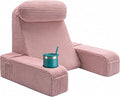 Reading Pillow for Adults, Back Pillow for Bed Sitting Up, Backrest Pillow for Sitting in Bed, Detachable Arms with Built-in Cup & Phone Caddy (Dusty Pink-Corduroy, 21 INCH) by ASAWESLING
