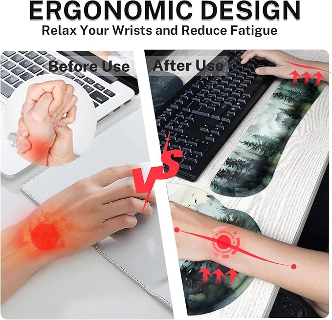 Britimes Ergonomic Mouse Pad Set with Wrist Rest, Green Mountain - Image 5