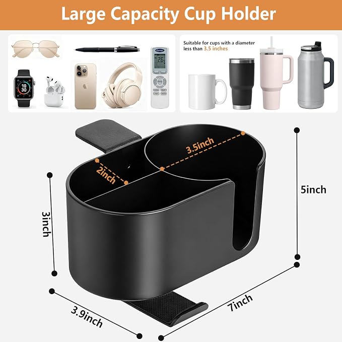 4 in 1 Desk Cup Holder, Clamp On Drink Holder with Headphone Hanger - Image 2