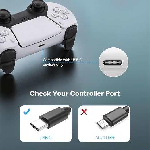 Superer 5 ft USB C Charging Cable Fit for PS5 Controller, PlayStation 5 DualSense, Xbox Series X/S Controllers, Xbox Elite Series 2 (Model 1914 1797), Fast Charger & Data Sync Nylon Braided Power Cord - Image 6