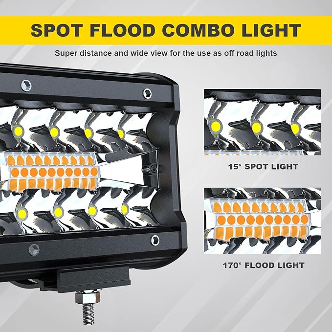 4PCS 4 inch LED Work Pods White/Amber Six Modes Strobe Fog Lights - Image 5