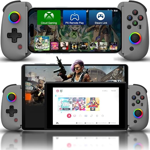 Joso Mobile Gaming Controller for iPhone/iPad/Tablet, Android Wireless Controller with Hall Effects Joysticks, Support PC/Switch, Play Cloud Games/PS Remote Play/COD/Genshin Impact & More - Grey by Joso