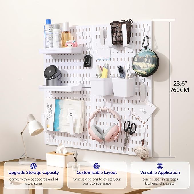Pegboard Combination Kit, Modular White Wall Organizer | 4 Pegboards & Accessories, Gaming Office Wall Storage, Crafts Displays - Image 2