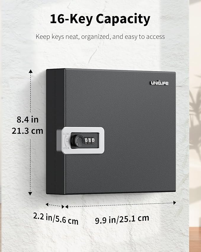 Uniclife 16 Keys Key Lock Box, Wall Mount Key Box, Key Cabinet - Image 2