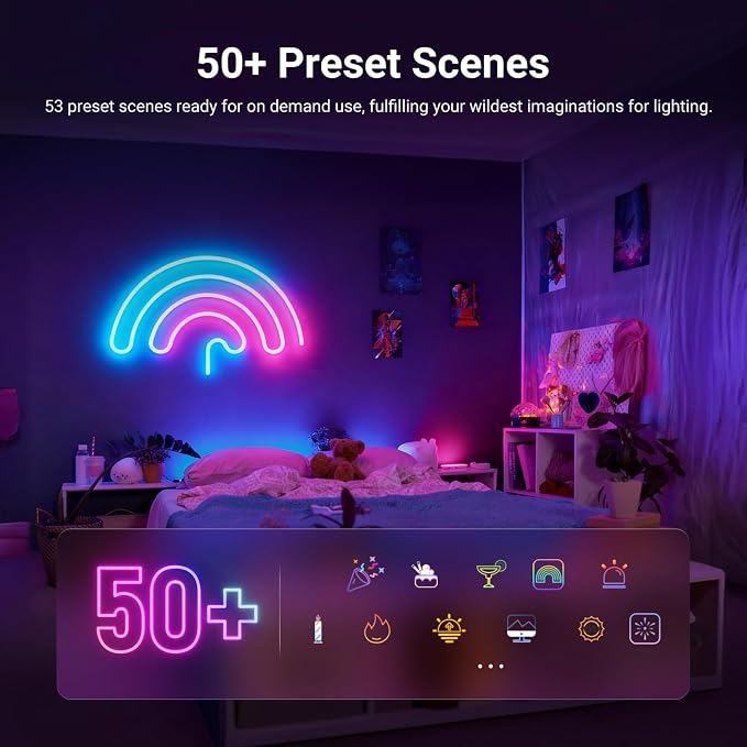 NEEWER 16.4ft/5m LED Strip Lights, Smart AI RGB IC Flexible Cuttable Neon Rope Light, App Control, Bedroom Gaming Room Indoor Home Classroom Wall Decor, Compatible with Google Assistant Alexa, NS02 - Image 4