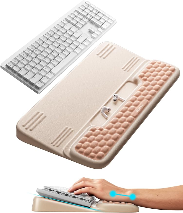 Vaydeer Keyboard Stand with Wrist Rest, Gaming Wrist Support Pad, Ergonomic Hand Rest Arm Soft Memory Foam for Palm Typing Comfort, Tilt Keyboard Riser Holder Lift Computer Desk Accessory Office Home by Vaydeer