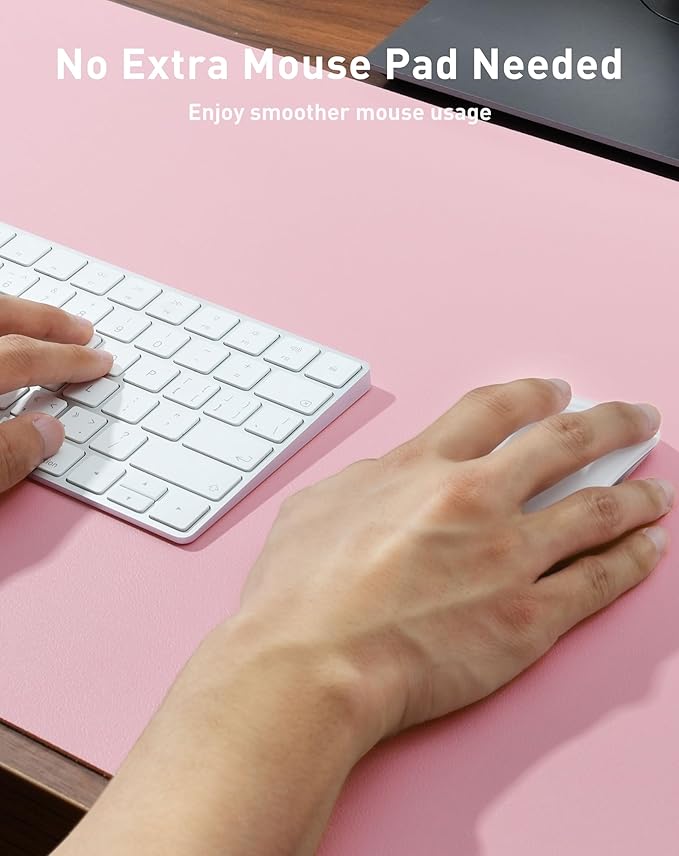 Aothia Faux Leather Desk Mat - Large Mouse Pad, Non-Slip PU Leather Blotter, Waterproof Writing Surface for Office and Home (Fairy Pink, 63" x 24") - Image 4