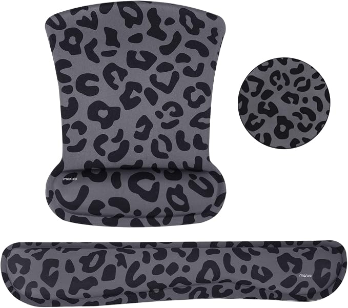 MOSISO Leopard Grain Wrist Rest Support for Mouse Pad&Keyboard Set, Black by MOSISO