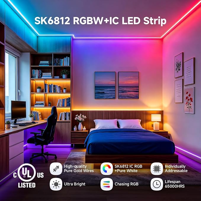 BTF-LIGHTING RGB+Cool White SK6812 LED Strip 3.28FT 144LED IP30 DC12V - Image 5