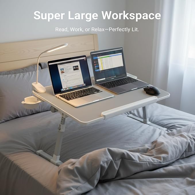 iXTRA Adjustable Laptop Lap Desk with Cooling Fan USB Light for Adults - Image 7