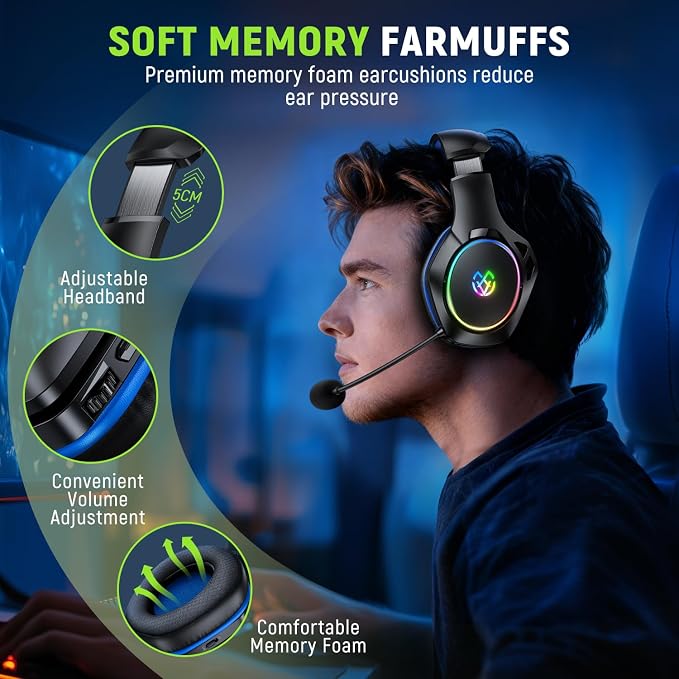 Tatybo Wireless Gaming Headset for PS5 PC, Dual Mode, Low Latency, Blue - Image 6