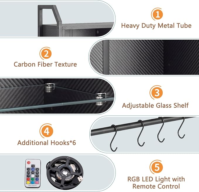 Gaming Floating Wall Shelves with LED Lights, Wall Mounted Shelf - Image 4