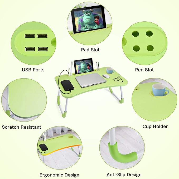 Slendor Foldable Lap Desk with Cup Holder for Bed, Couch, Floor - Image 4