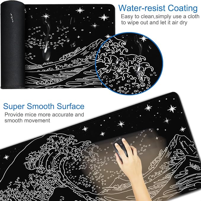 Large Mouse Pad, 31.5x15.7 inch Large Extended Gaming Computer Keyboard Mouse Mat, Water Resist Non-Slip Mousepad Rubber Base Long XXL Mouse Pad for Work & Gaming, Office & Home - Image 3
