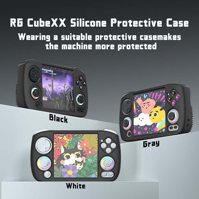 for Anbernic RG CubeXX Silicone Case, Soft Protective Cover Case for RG Cube XX, Drop & Scratch Resistant Washable for RGcubeXX Retro Handheld Game Console Accessories with Lanyard (Black) - Image 7