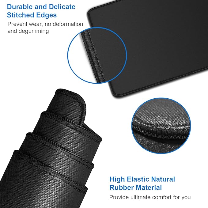Large Gaming Mouse Pad, 31.5x15.7 in Large Desk Computer Keyboard Mouse Mat | Gaming MousePad, Water Resist Non-Slip Mousepad Rubber Base Long XXL Large Extended Mat for Work & Gaming, Office Home, Black - Image 5
