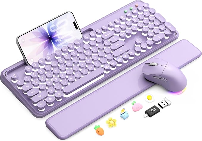 Wireless Keyboard and Mouse, Backlit Typewriter with Magnetic Wrist Rest by SABLUTE