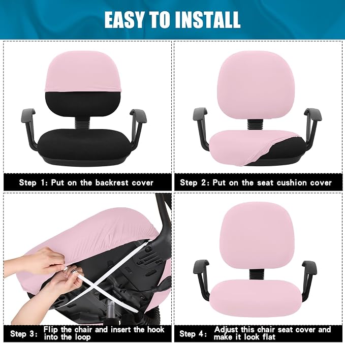 Smiry Stretch Printed Office Computer Desk Chair Covers for Seat & Backrest | Stretch Fit, Soft Fabric Universal Washable Removable, Anti-Dust Rotating Chair Slipcovers Protector - Image 7