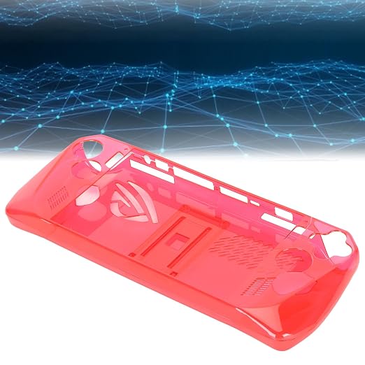 Clear Shockproof TPU Protective Case for ROG Ally Handheld 2023, Transparent Game Console Cover with Foldable Stand and Non - Slip Grip for Gaming Comfort (Transparent Red) - Image 9