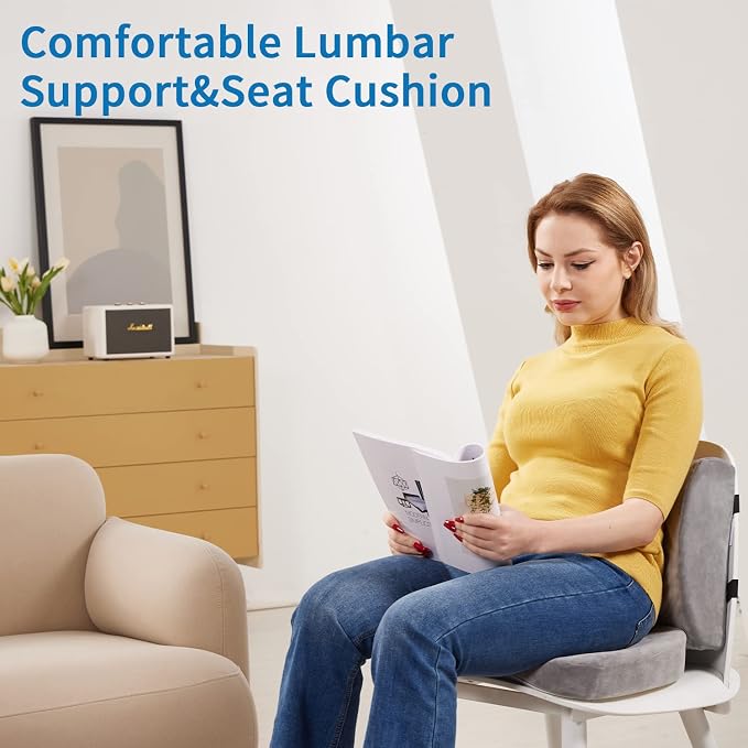 SAIREIDER Lumbar Support Pillow and Office Chair Cushion, Memory Foam Car Seat Cushions Back Support Pillows, Reduce Pressure On Tailbone and Sciatic Nerve, Relieve Pain of Back and Lumbar(Grey) - Image 7