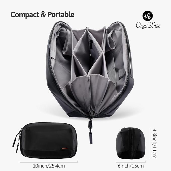 OrgaWise Electronics Organizer, Electronic Accessories Bag Travel Cable Organizer Three-Layer for iPad Mini, Kindle, Hard Drives, Cables, Chargers - Image 2