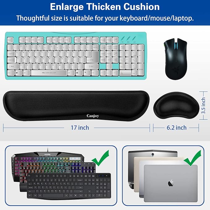 Keyboard Wrist Rest, Canjoy Ergonomic Wrist Rest Cushion Support Pad - Image 6