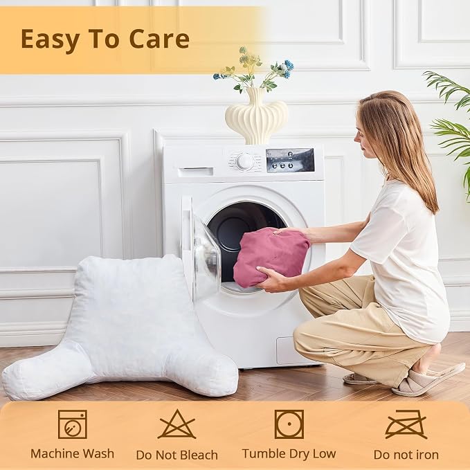 Sasttie Reading Pillow for Bed, Back Pillow for Sitting Up, Rose Pink - Image 8