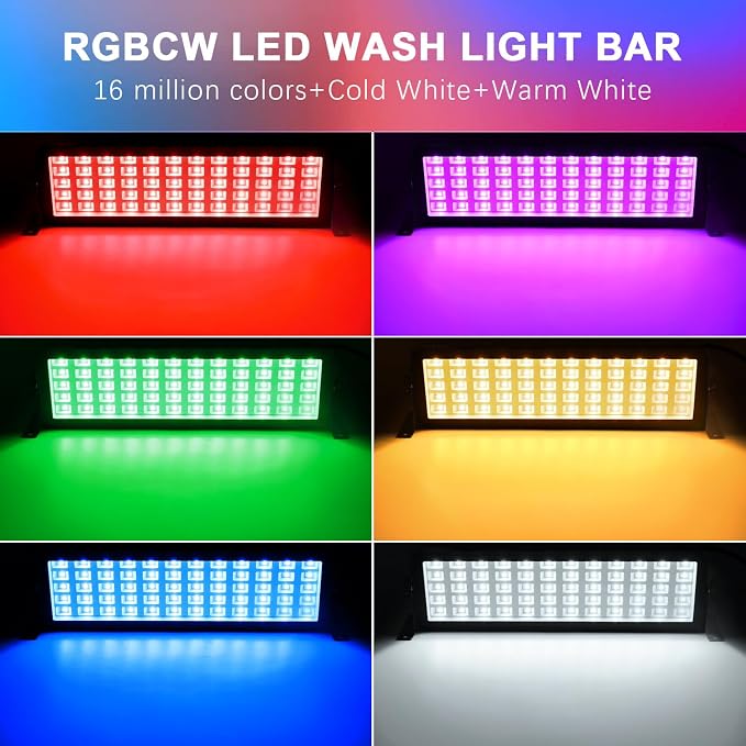 LED Stage Wash Lights Bar - 120W RGB & White Color Changing IP66 Waterproof Stage Light Bar with Remote & APP Controlled Uplighting for Church, Wedding, Birthday Party & Events - Image 2