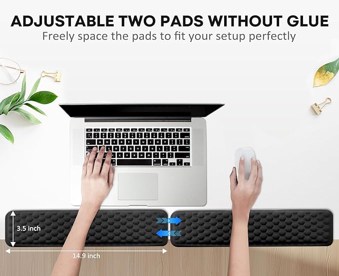 JIKIOU L-Shaped Desk Elbow Pad for Desk,Memory Foam Elbow Support Pad 2Pack | Massage Design, 14.9inch is 20% Longer for Comfort, Non-slip Rubber Base, Ergonomic Cushion for Pain Relief, Black Flowers - Image 5
