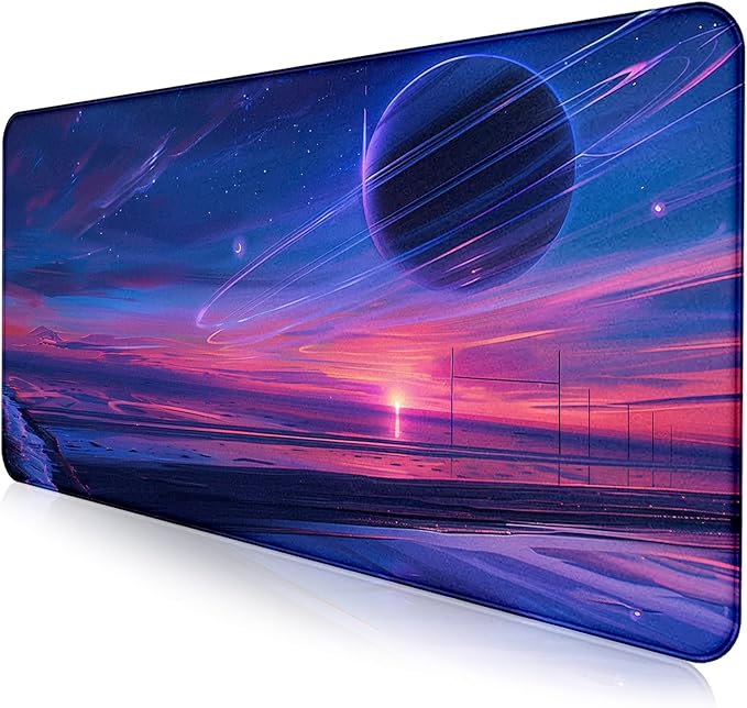 Space Landscape Computer Mouse Pad, XXL Laptop Gaming Mouse Keyboard Pad | Large Extended Mouse Pad; Full Desk Coverage; Waterproof Coating; Stable Anti-Slide Base For Gaming, Office, Study Daily Use by LQFIWSS
