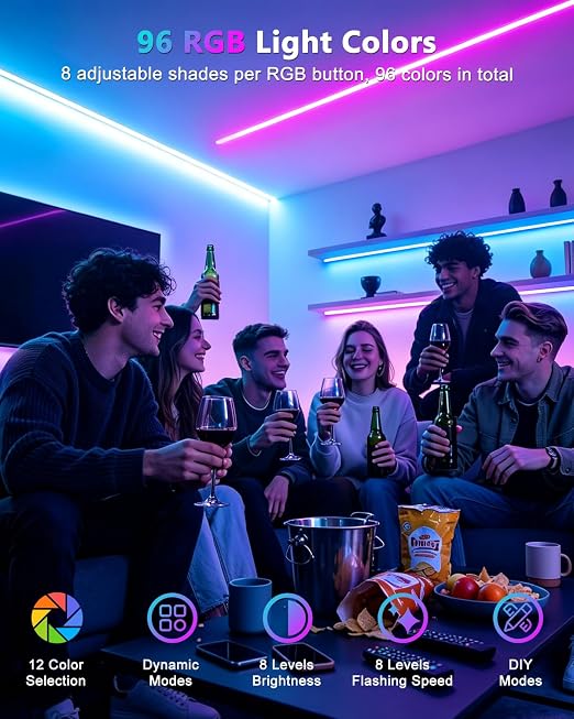 32.8ft LED Strip Lights, HitLights RGB 5050 Color Changing LED Light Kit Ultra Brighter 300LEDs Flexible Light Strips with RF Remote and UL Power Supply for Home Room Party TV Bedroom - Image 2
