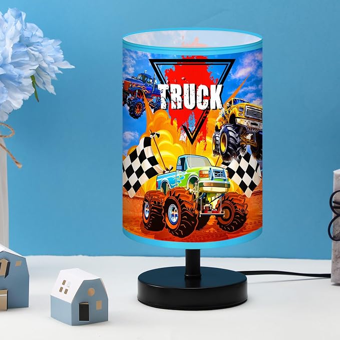 Glooglitter Monster Truck Themed Table Lamp 3 Colors Dimmable Lights 11.02 x 5.12 Inch Monster Truck Themed Night Light Bedside Lamps Decoration for Bedroom Desk Birthday Gift for Christmas Home Decor - Image 4