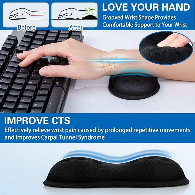 2 Pack Mouse Wrist Rest, Canjoy Wrist Rest for Mouse Memory Foam Wrist Pad - Image 3