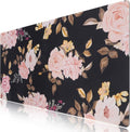 iCasso Extended Gaming Mouse Pad,XXL Desk Pad,Peony | Non-Slip Rubber Base Mousepad with Stitched Edges,Waterproof Keyboard Mouse Mat Desk Pad for Work Home Office by iCasso