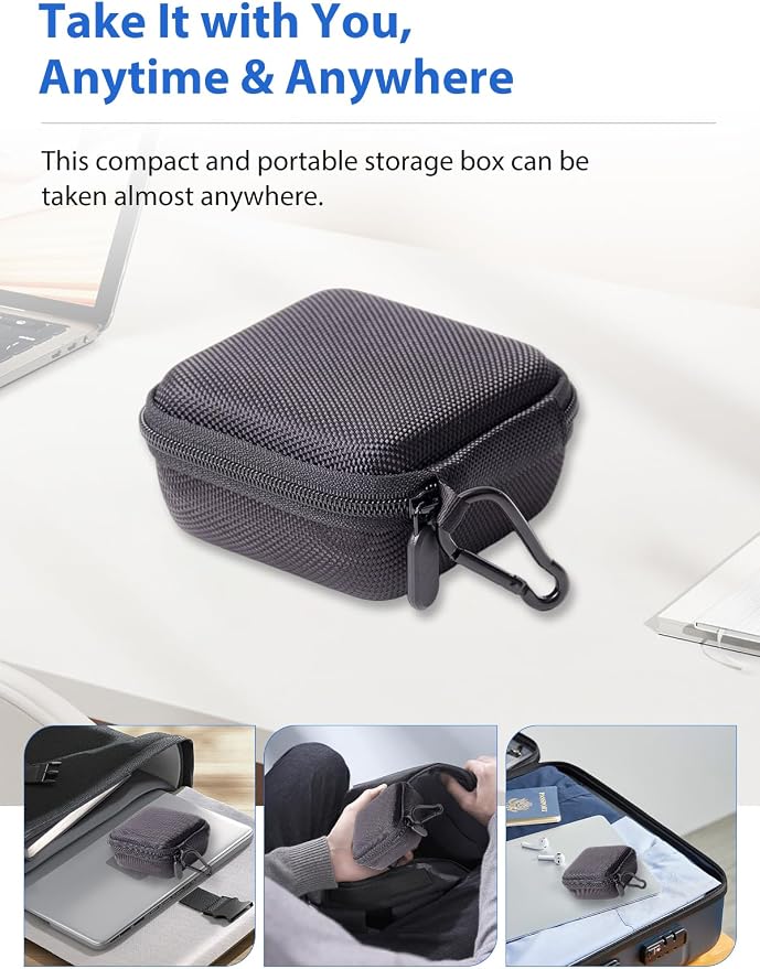 for Anbernic RG Rotate EVA Carrying Case, Hard Shell Travel Pouch with Soft Mesh Pocket, Shockproof Protective Bag with Lanyard & Metal Carabiner – Portable for Console & Accessories (Black) - Image 7