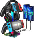 VCOM RGB Gaming Headphones Stand with 2 USB and 1 Type-C Ports, Headset Stand with 10 Light Modes and Non-Slip Rubber,Suitable for All Earphone Accessories, Best Gift for Desk Gamers by VCOM