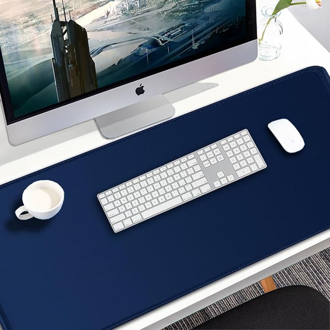 Large Mouse Pad, 31.5x15.7 inch Large Extended Computer Keyboard Mouse Mat, Water Resist Non-Slip Mousepad Rubber Base Long XXL Desk Mouse Pad for Work & Gaming, Office & Home, Dark Blue - Image 7