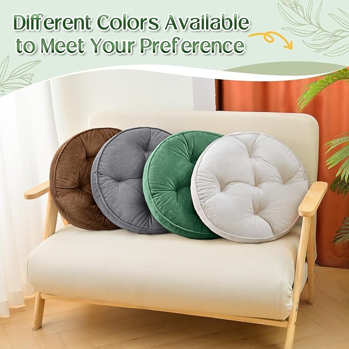 1 MIDDLE ONE Floor Pillow Set of 2, Memory Foam Meditation Cushion, Floor Cushions for Adults Sitting, Large Round Seat Cushions for Yoga, Living Room, 20x20 Inch (Round | Brown) - Image 5