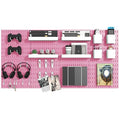 Pegboard Combination Kit, 8 Peg Boards and 30 Accessories Modular Hanging Black Pegboard for Walls, Office Wall Organizer, Keys Holder on Wall, Nursery Storage, 44"x22" Pink by VEOFEMLEA