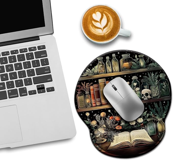 LIMKRIAN Goth Book Mouse Pad with Wrist Rest, Laptop Mousepad, 9.8 x 8.6in - Image 3
