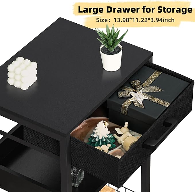 Lerliuo Printer Table with Storage, 3-Tier Printer Stand, Pure Black - Image 5