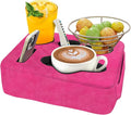 Couch Bed Cup Holder Pillow, Nisdoing 5 Hole Couch Drink Holder! Keep Drinks Hand Side and KeepTemp, Prevent Spills and Use Anywhere. Cup Holder for Couch, Bed,Camping,RV,Car,Beach.Pink by NISDOING