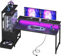 AODK Gaming Desk w/PC Showcase Stand, 59" Reversible, RGB LED, Black by AODK
