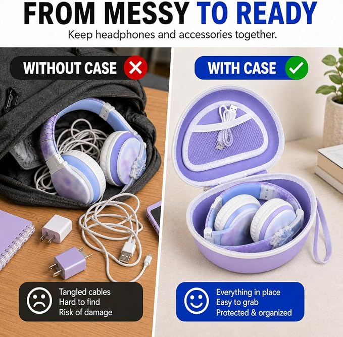 ANKHOH Kids Headphone Case for eKids, for Beats Solo4 Headphones, Purple - Image 4