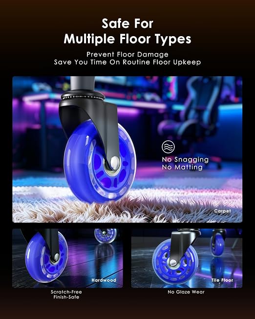 RidRed Gaming Chair Wheels - Heavy-Duty Office Chair Wheels - Replacement Rubber Casters- Universal Fit 3 Inch Chair Casters, Noise Free, Fits 98% Chair, for All Floor - Image 4