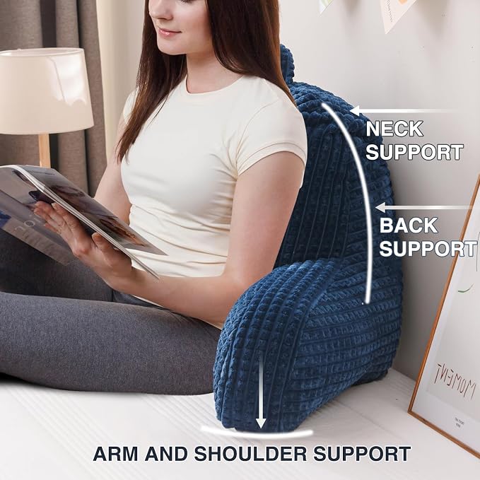 A Nice Night Navy 17" Bed Wedge Pillows with Arms for Sitting - Image 5