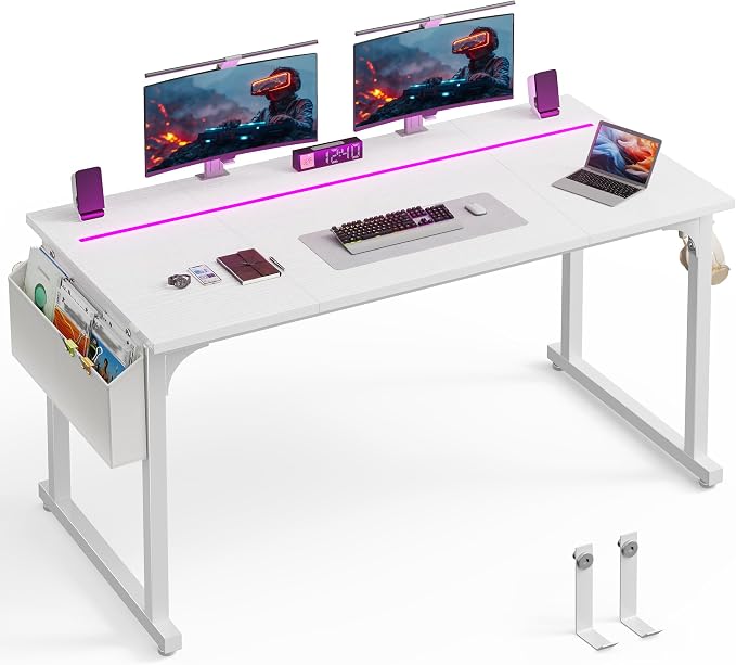 DurayLoly 55 Inch Computer Desk with Waterproof LED Lights for Bedroom by Durayloly
