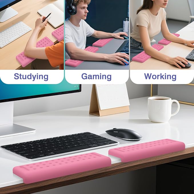 L-Shaped Desk Edge Cushion, 2 PCS Elbow Rest for Desk, Pink | Memory Foam, Ergonomic Support, Elbow Pad & Arm Rest for Palm, Wrist & Forearm, Non-Slip & Separate Design, Office & Home - Image 6