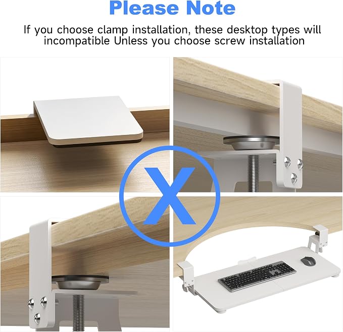 XINLEI Keyboard Tray Under Desk Large C-Clamp 25.6" x 11.8" Board - Image 7